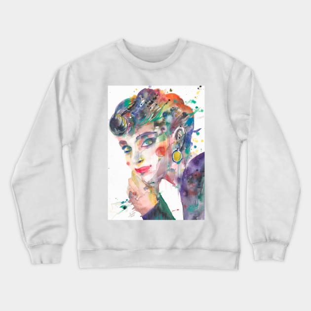 AUDREY HEPBURN watercolor portrait .8 Crewneck Sweatshirt by lautir